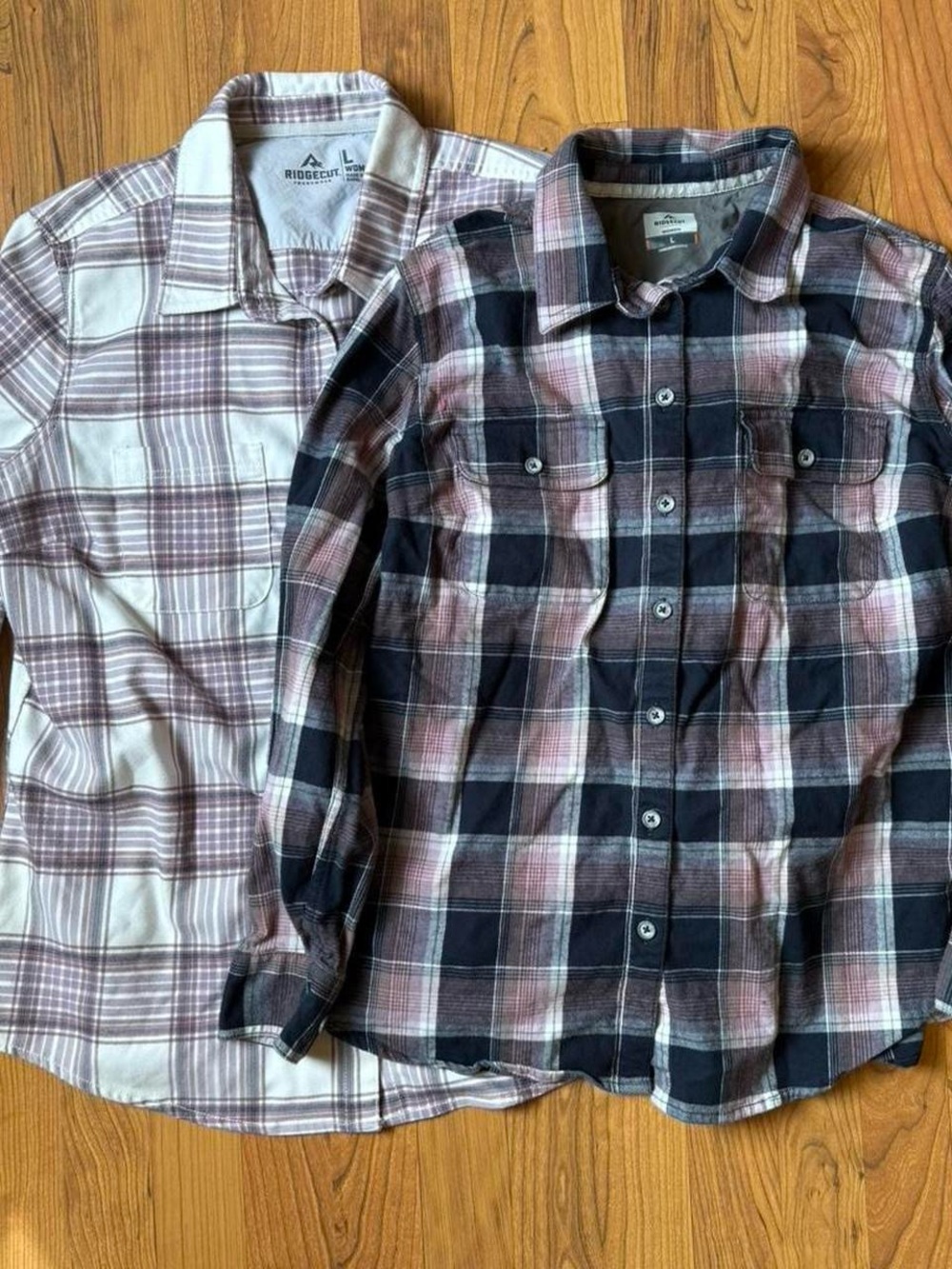 Ridgecut Toughwear Women’s Pink & Black Plaid Button-Down Shirts - Classic Fit